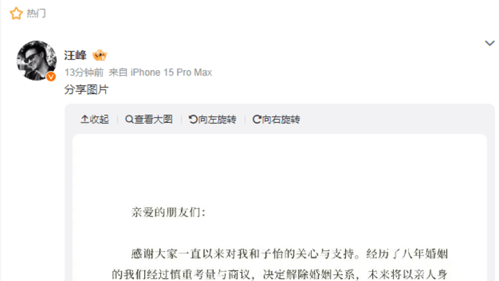 章子怡汪峰离婚该如何评价？